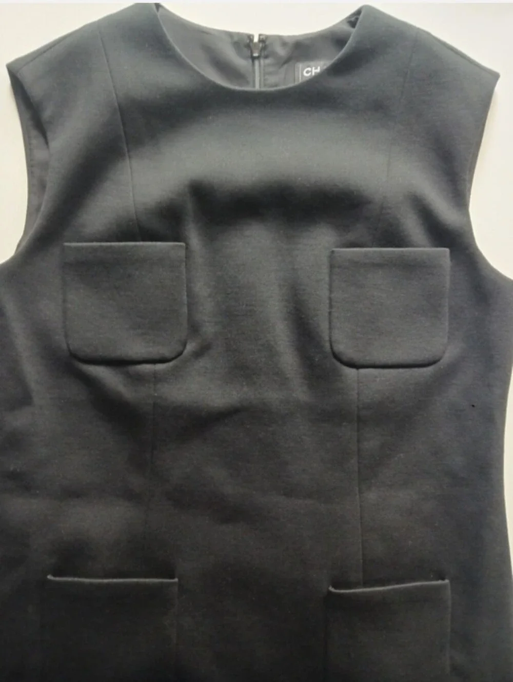 Chanel Uniform Black Laine Wool Blended  Dress Size 42